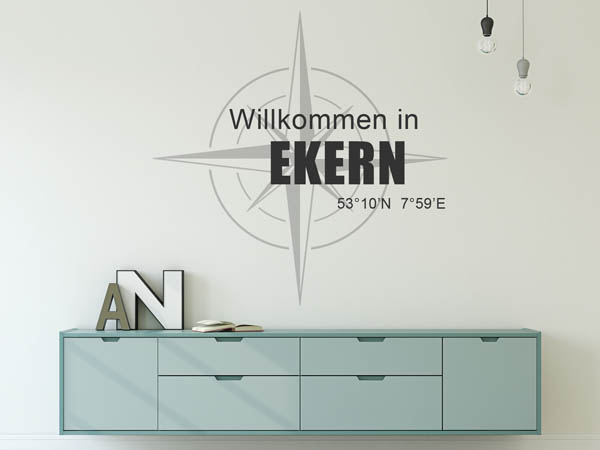 Wandtattoo Willkommen in Ekern mit den Koordinaten 53°10'N 7°59'E