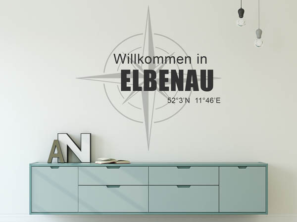 Wandtattoo Willkommen in Elbenau mit den Koordinaten 52°3'N 11°46'E