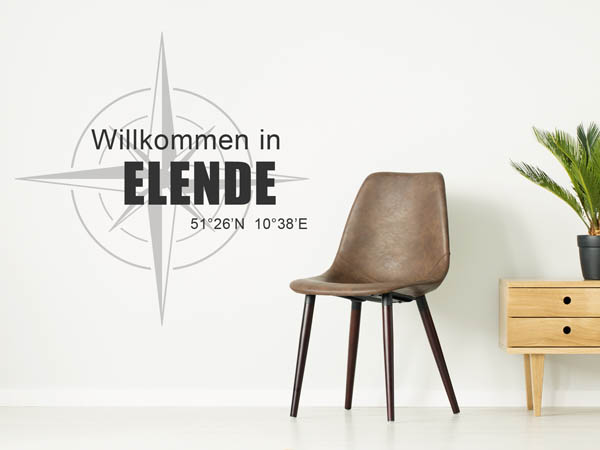 Wandtattoo Willkommen in Elende mit den Koordinaten 51°26'N 10°38'E