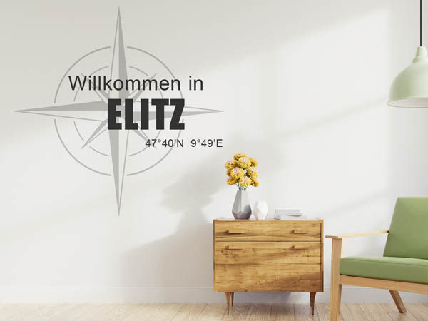 Wandtattoo Willkommen in Elitz mit den Koordinaten 47°40'N 9°49'E