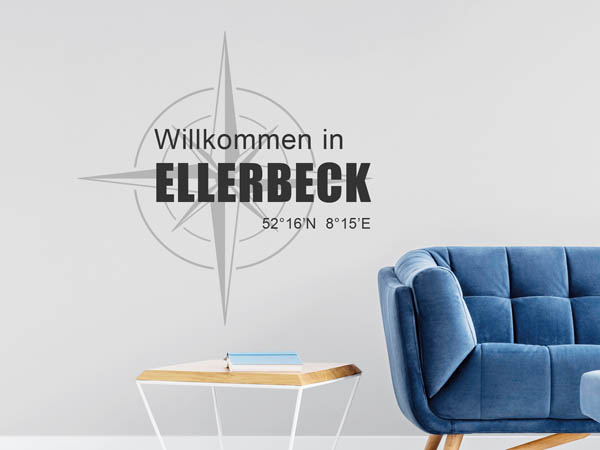 Wandtattoo Willkommen in Ellerbeck mit den Koordinaten 52°16'N 8°15'E