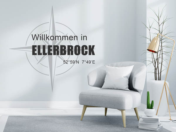 Wandtattoo Willkommen in Ellerbrock mit den Koordinaten 52°59'N 7°49'E