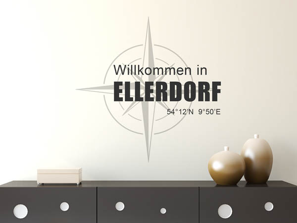 Wandtattoo Willkommen in Ellerdorf mit den Koordinaten 54°12'N 9°50'E