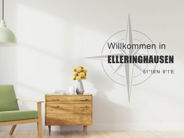 Wandtattoo Willkommen in Elleringhausen mit den Koordinaten 51°19'N 9°1'E
