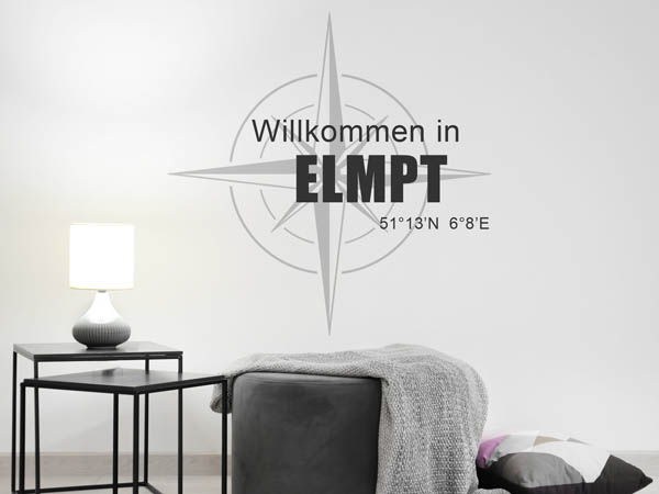 Wandtattoo Willkommen in Elmpt mit den Koordinaten 51°13'N 6°8'E