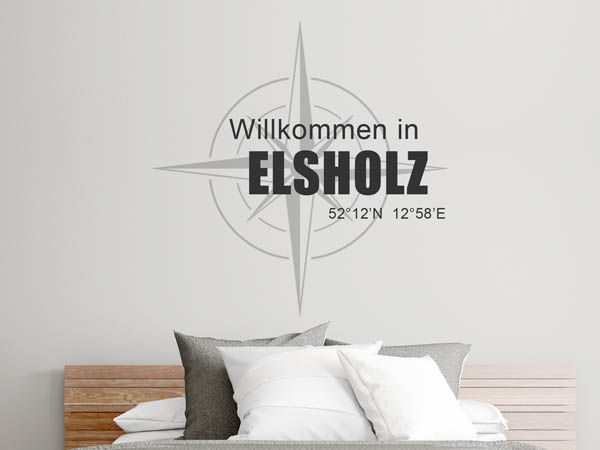 Wandtattoo Willkommen in Elsholz mit den Koordinaten 52°12'N 12°58'E