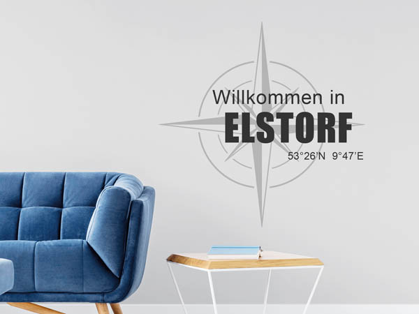 Wandtattoo Willkommen in Elstorf mit den Koordinaten 53°26'N 9°47'E