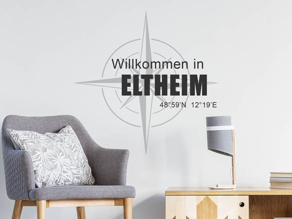 Wandtattoo Willkommen in Eltheim mit den Koordinaten 48°59'N 12°19'E