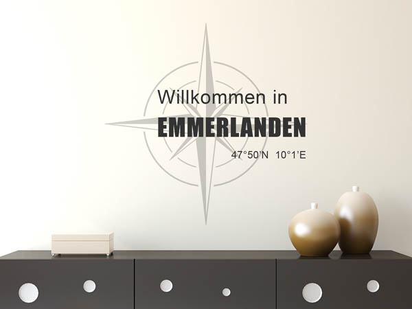 Wandtattoo Willkommen in Emmerlanden mit den Koordinaten 47°50'N 10°1'E