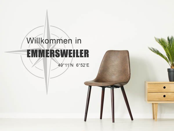 Wandtattoo Willkommen in Emmersweiler mit den Koordinaten 49°11'N 6°52'E