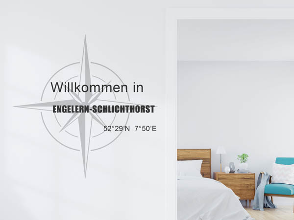 Wandtattoo Willkommen in Engelern-Schlichthorst mit den Koordinaten 52°29'N 7°50'E
