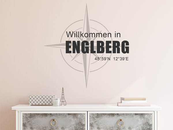 Wandtattoo Willkommen in Englberg mit den Koordinaten 48°59'N 12°39'E