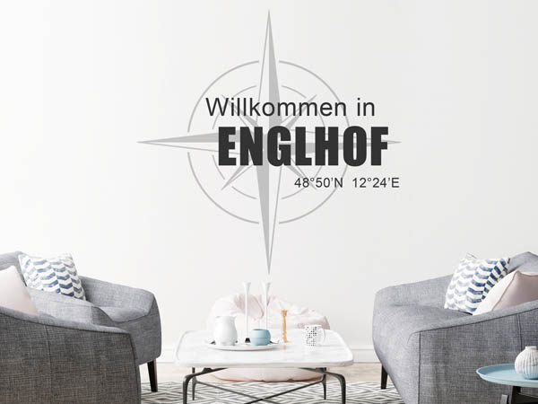 Wandtattoo Willkommen in Englhof mit den Koordinaten 48°50'N 12°24'E