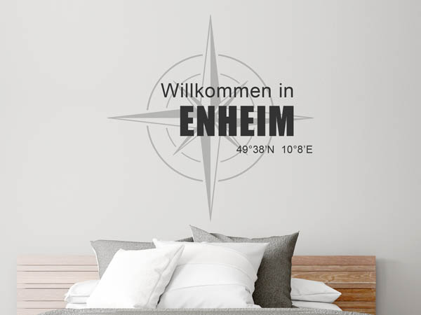 Wandtattoo Willkommen in Enheim mit den Koordinaten 49°38'N 10°8'E