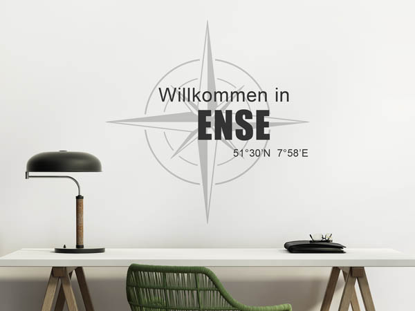 Wandtattoo Willkommen in Ense mit den Koordinaten 51°30'N 7°58'E