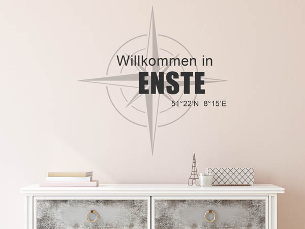 Wandtattoo Willkommen in Enste mit den Koordinaten 51°22'N 8°15'E