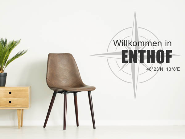 Wandtattoo Willkommen in Enthof mit den Koordinaten 48°23'N 13°8'E