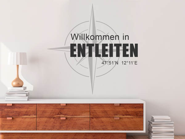 Wandtattoo Willkommen in Entleiten mit den Koordinaten 47°51'N 12°11'E