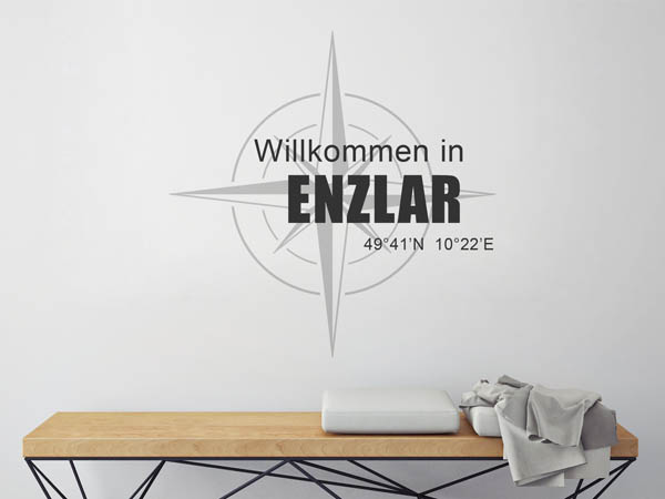 Wandtattoo Willkommen in Enzlar mit den Koordinaten 49°41'N 10°22'E