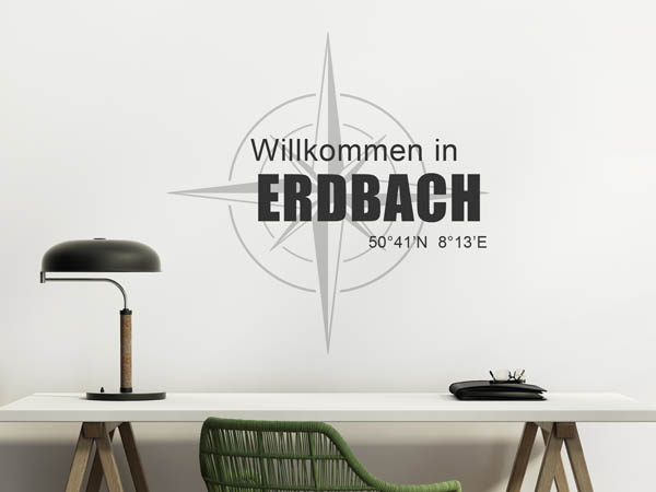 Wandtattoo Willkommen in Erdbach mit den Koordinaten 50°41'N 8°13'E