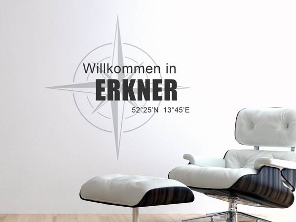 Wandtattoo Willkommen in Erkner mit den Koordinaten 52°25'N 13°45'E