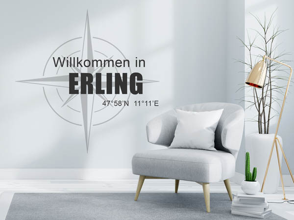 Wandtattoo Willkommen in Erling mit den Koordinaten 47°58'N 11°11'E