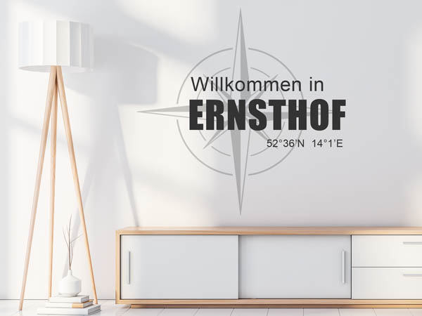 Wandtattoo Willkommen in Ernsthof mit den Koordinaten 52°36'N 14°1'E
