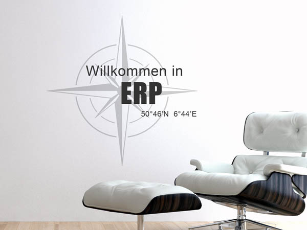 Wandtattoo Willkommen in Erp mit den Koordinaten 50°46'N 6°44'E