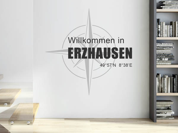 Wandtattoo Willkommen in Erzhausen mit den Koordinaten 49°57'N 8°38'E