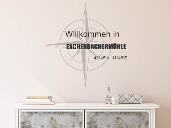 Wandtattoo Willkommen in Eschenbachermühle mit den Koordinaten 49°45'N 11°48'E