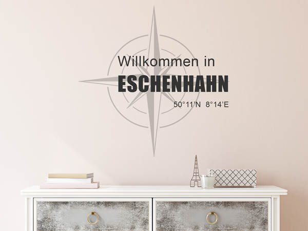 Wandtattoo Willkommen in Eschenhahn mit den Koordinaten 50°11'N 8°14'E