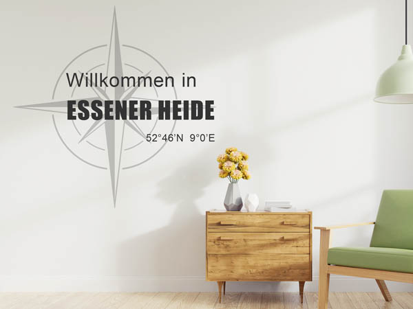 Wandtattoo Willkommen in Essener Heide mit den Koordinaten 52°46'N 9°0'E