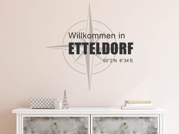 Wandtattoo Willkommen in Etteldorf mit den Koordinaten 50°2'N 6°34'E