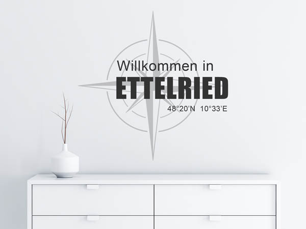 Wandtattoo Willkommen in Ettelried mit den Koordinaten 48°20'N 10°33'E