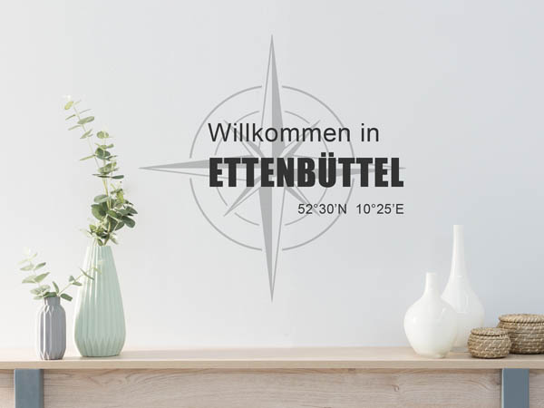 Wandtattoo Willkommen in Ettenbüttel mit den Koordinaten 52°30'N 10°25'E