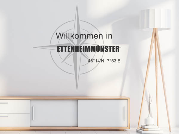 Wandtattoo Willkommen in Ettenheimmünster mit den Koordinaten 48°14'N 7°53'E