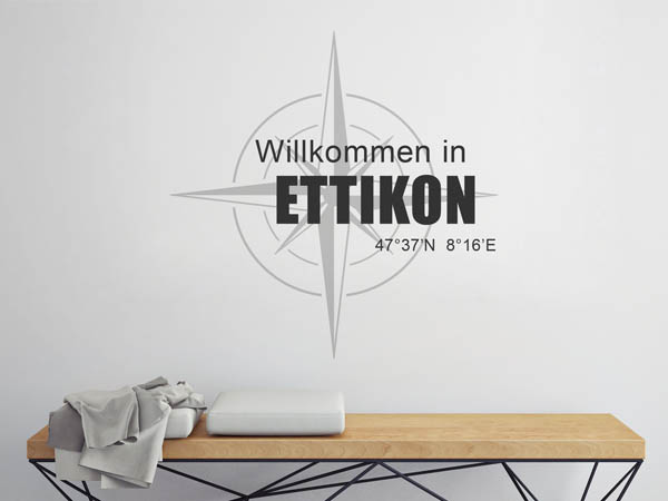 Wandtattoo Willkommen in Ettikon mit den Koordinaten 47°37'N 8°16'E