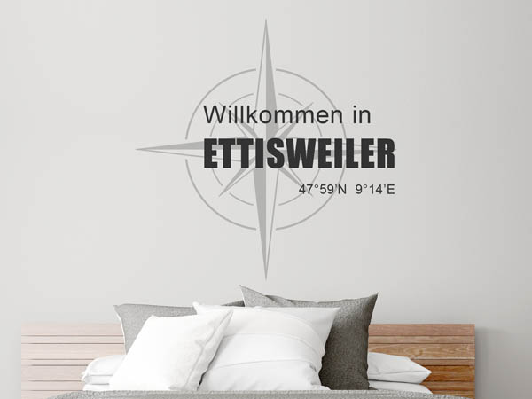 Wandtattoo Willkommen in Ettisweiler mit den Koordinaten 47°59'N 9°14'E