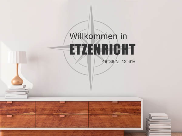 Wandtattoo Willkommen in Etzenricht mit den Koordinaten 49°38'N 12°6'E