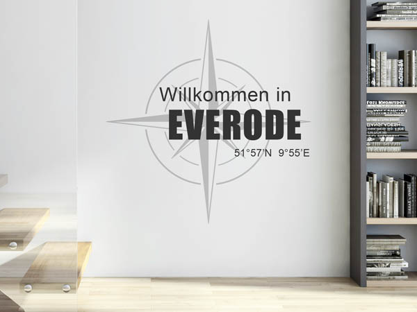 Wandtattoo Willkommen in Everode mit den Koordinaten 51°57'N 9°55'E