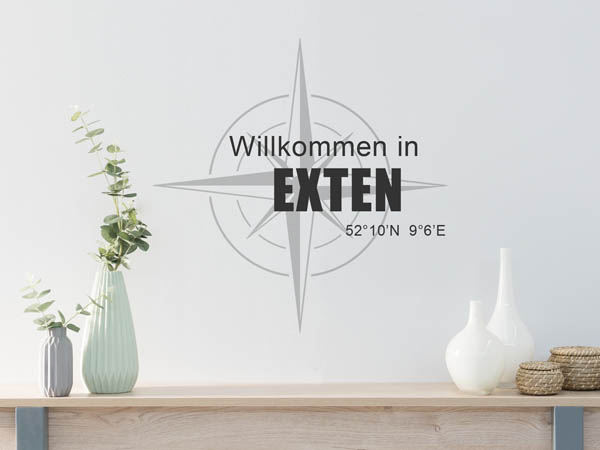 Wandtattoo Willkommen in Exten mit den Koordinaten 52°10'N 9°6'E