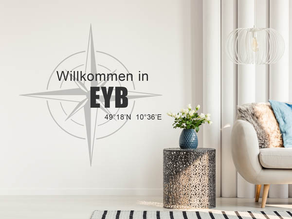 Wandtattoo Willkommen in Eyb mit den Koordinaten 49°18'N 10°36'E