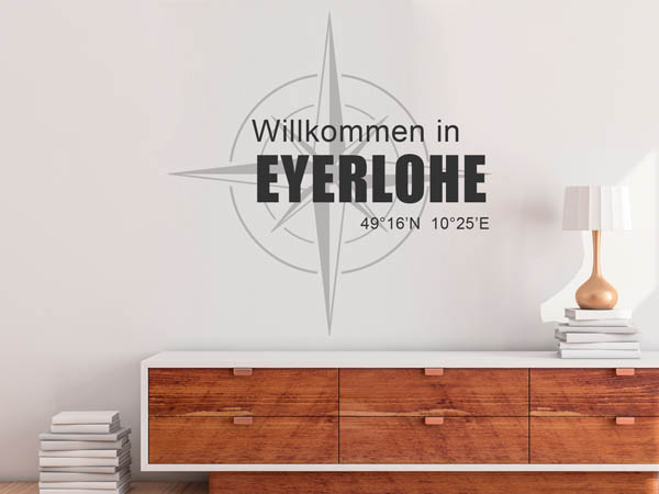 Wandtattoo Willkommen in Eyerlohe mit den Koordinaten 49°16'N 10°25'E