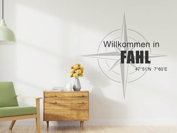 Wandtattoo Willkommen in Fahl mit den Koordinaten 47°51'N 7°60'E