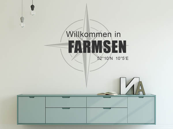 Wandtattoo Willkommen in Farmsen mit den Koordinaten 52°10'N 10°5'E