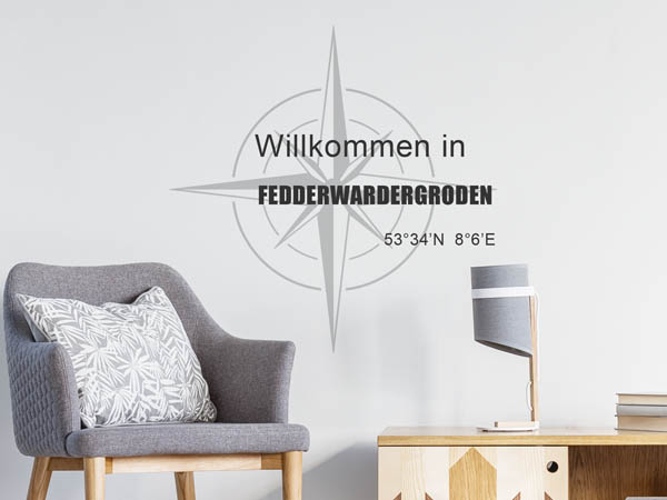 Wandtattoo Willkommen in Fedderwardergroden mit den Koordinaten 53°34'N 8°6'E