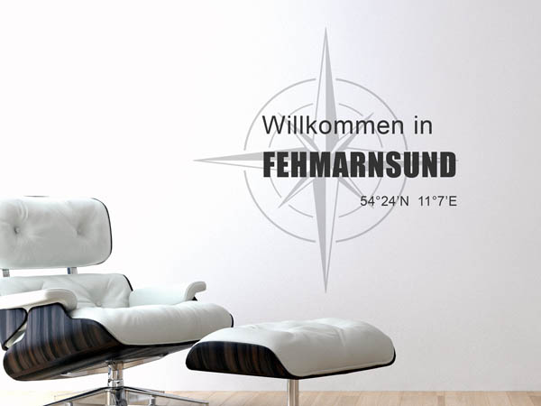 Wandtattoo Willkommen in Fehmarnsund mit den Koordinaten 54°24'N 11°7'E