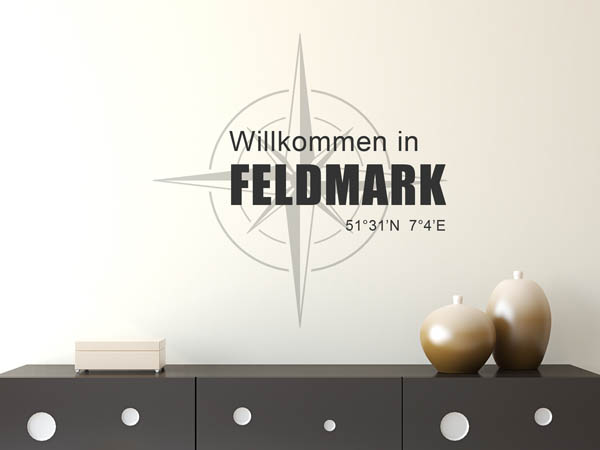 Wandtattoo Willkommen in Feldmark mit den Koordinaten 51°31'N 7°4'E