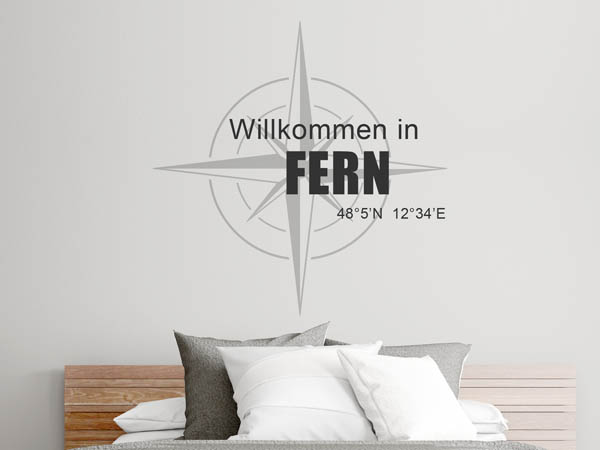 Wandtattoo Willkommen in Fern mit den Koordinaten 48°5'N 12°34'E