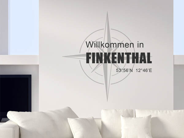 Wandtattoo Willkommen in Finkenthal mit den Koordinaten 53°56'N 12°46'E